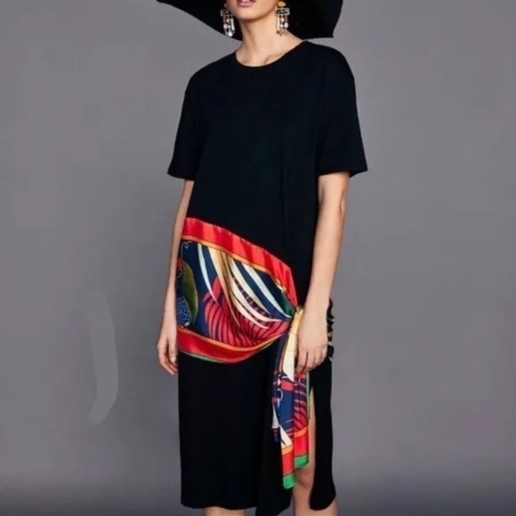 Zara Shirt Dress Scarf Tie Waist - Picture 1 of 16